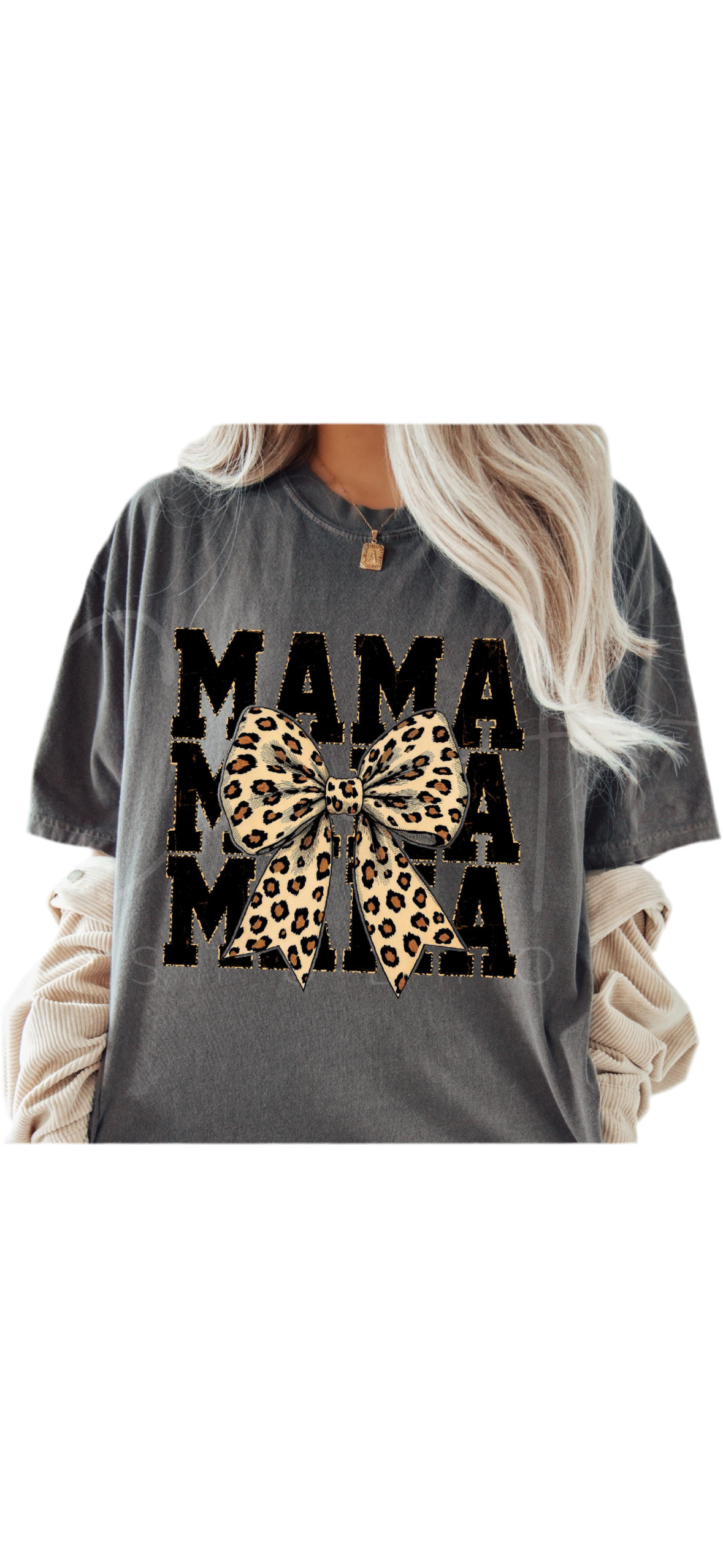 Mama leopard bow Shirt