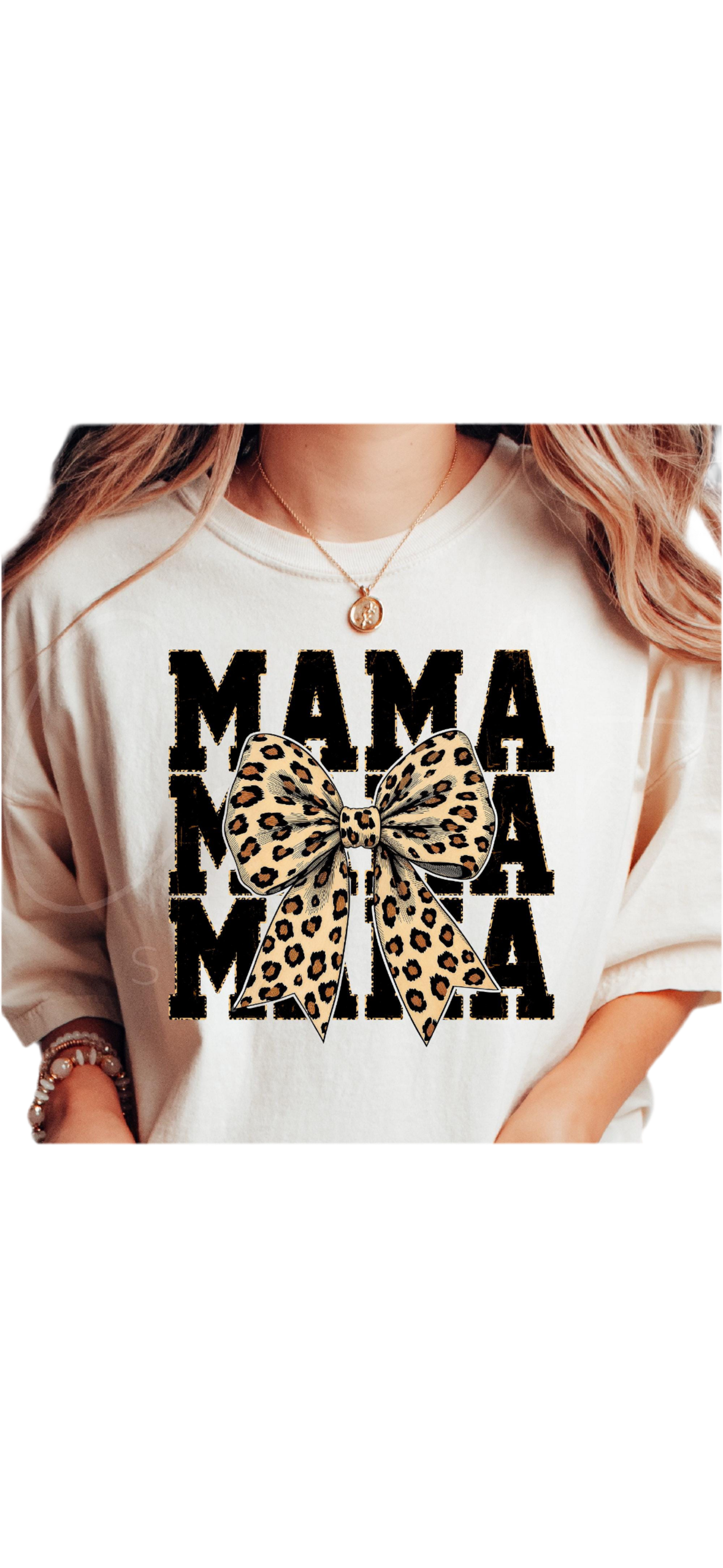 Mama leopard bow Shirt