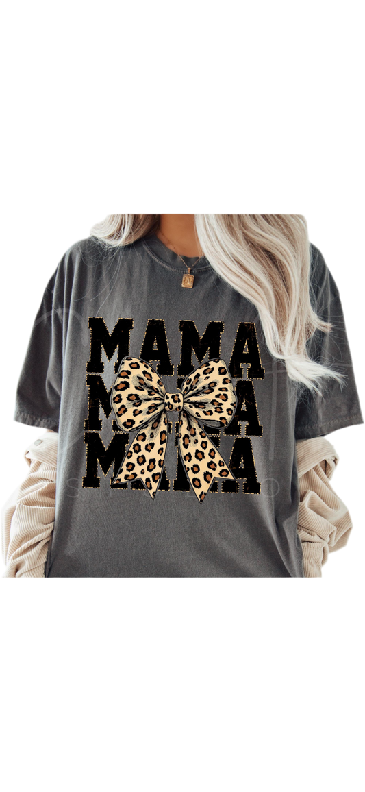 Mama leopard bow Shirt