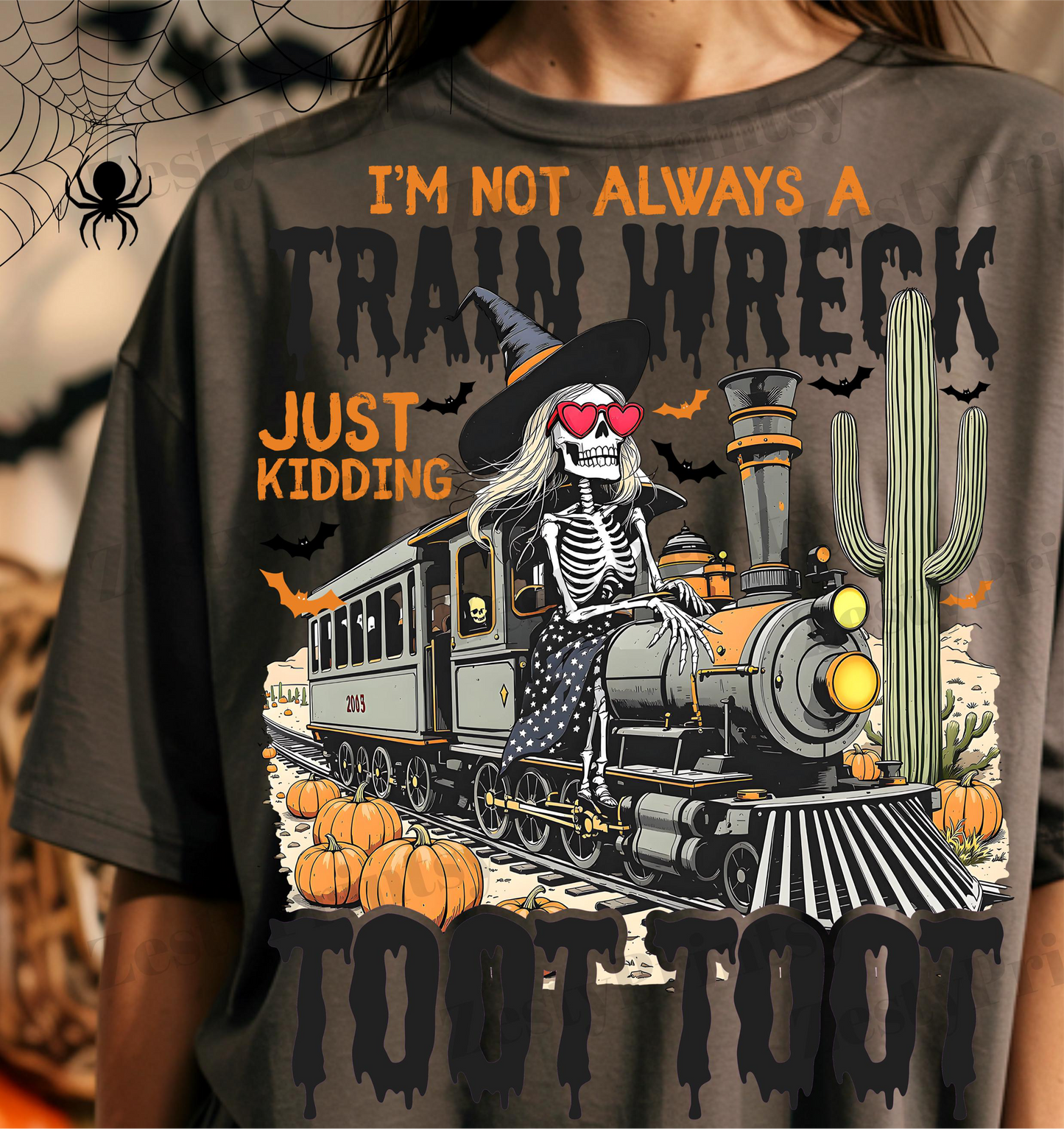 Funny Skeleton train  Halloween top