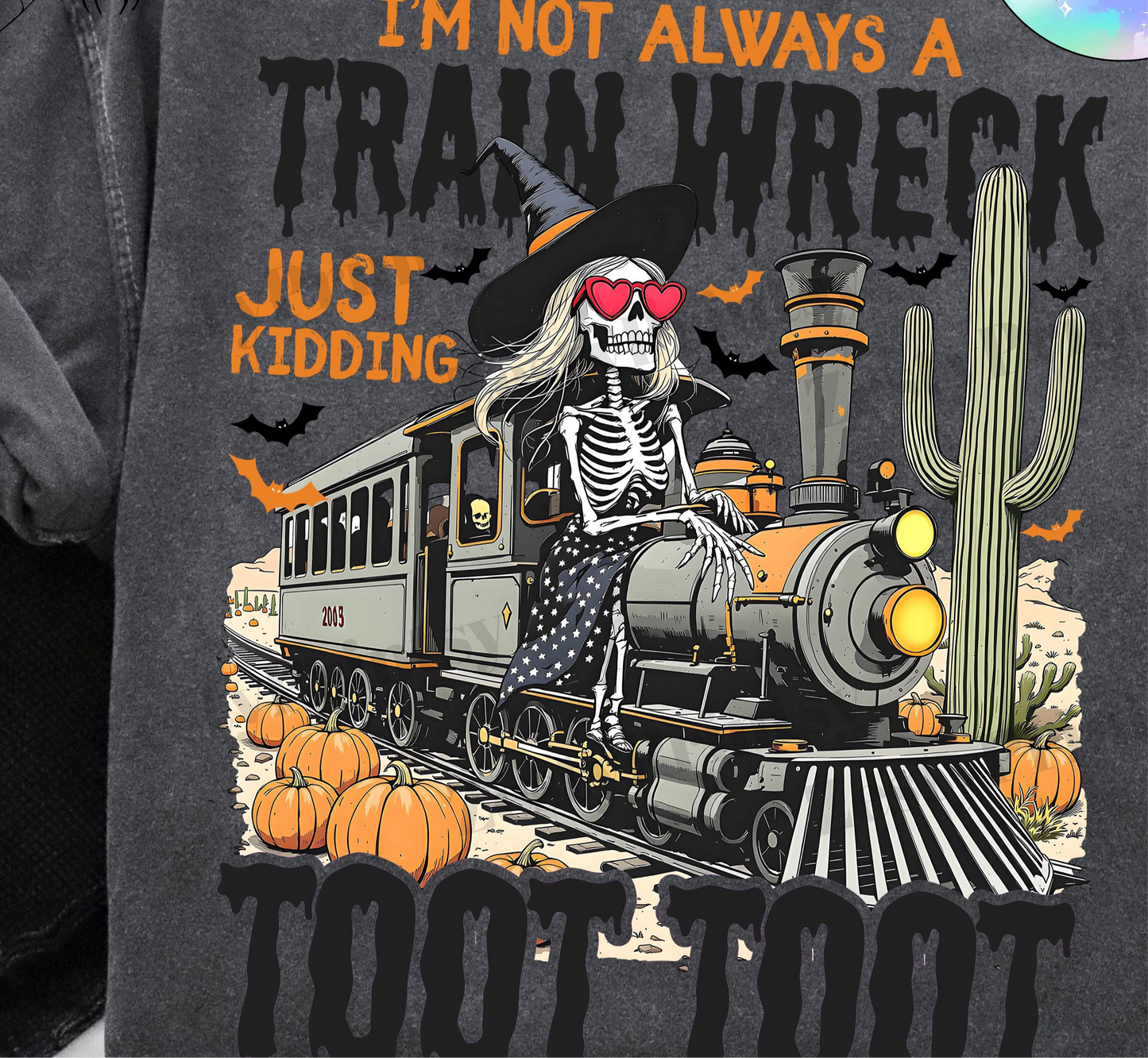 Funny Skeleton train  Halloween top
