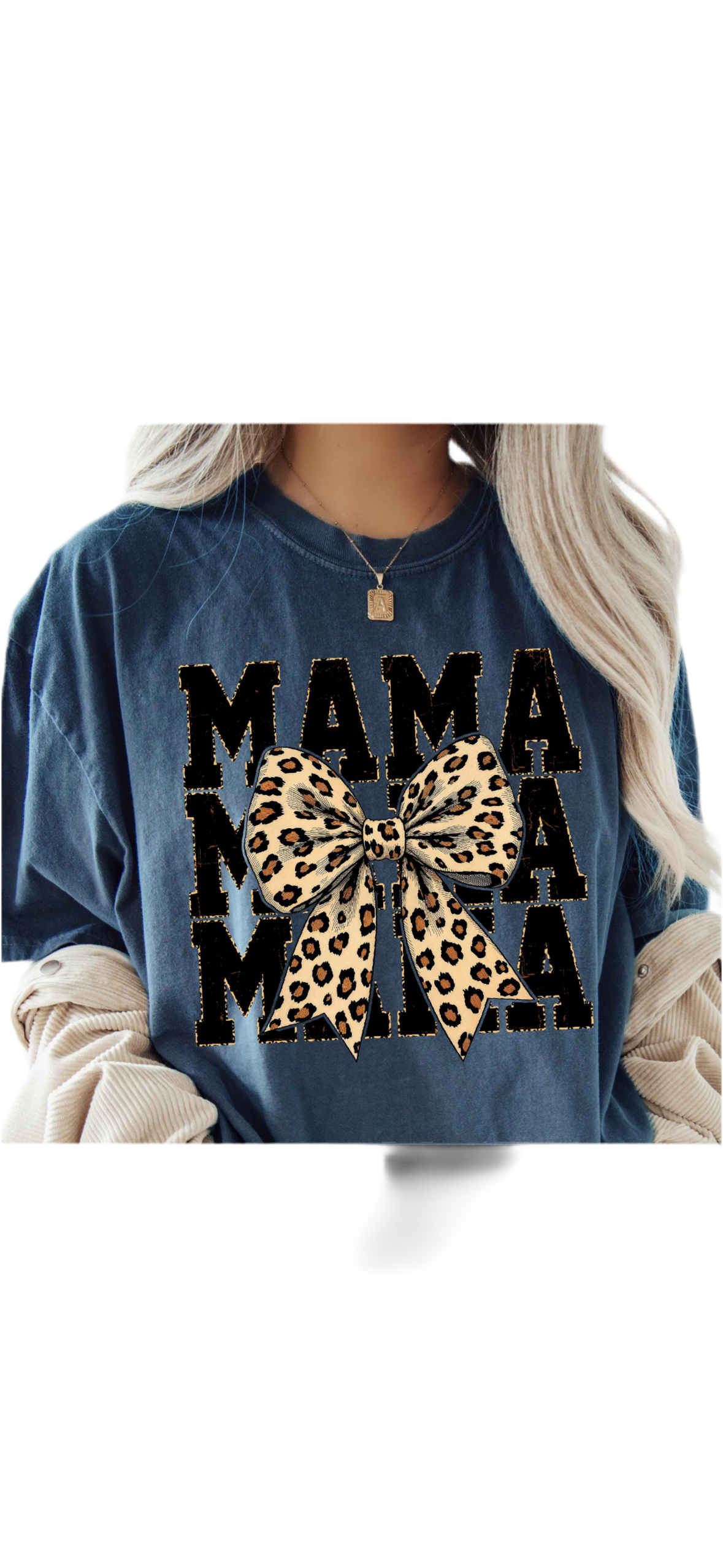 Mama leopard bow Shirt