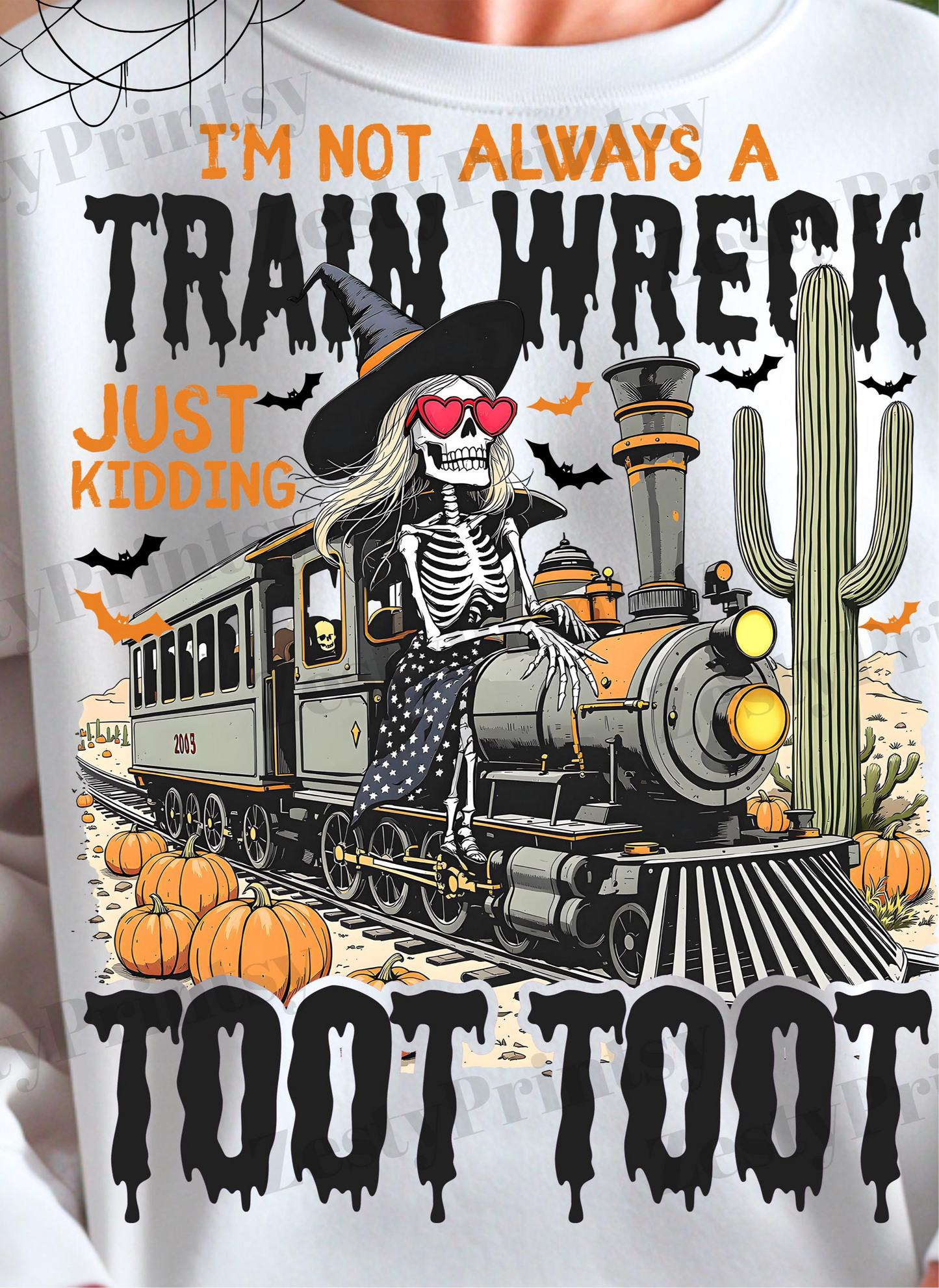 Funny Skeleton train  Halloween top