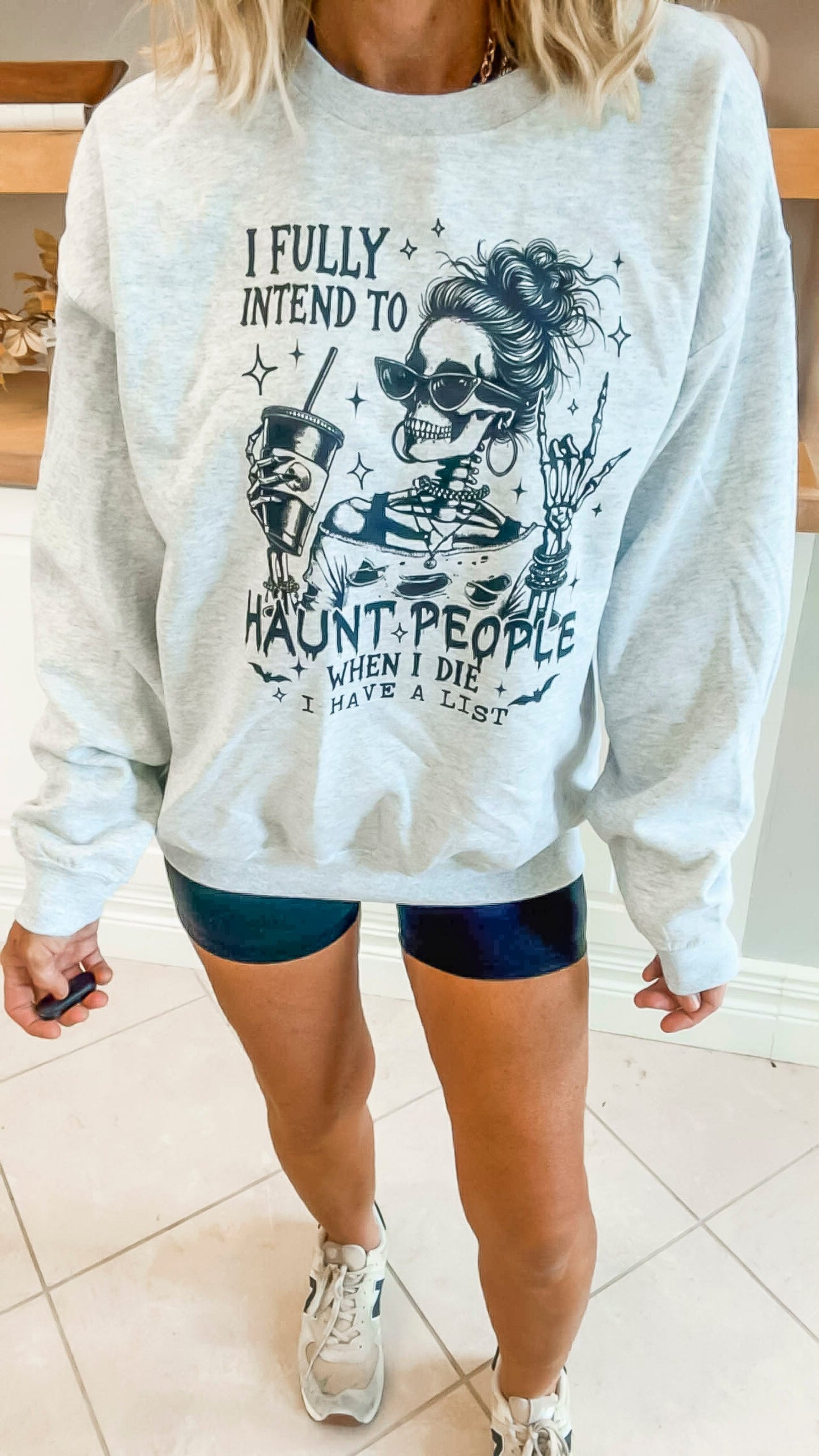 I Fully Intend to Haunt Crew Neck Graphic Sweatshirt