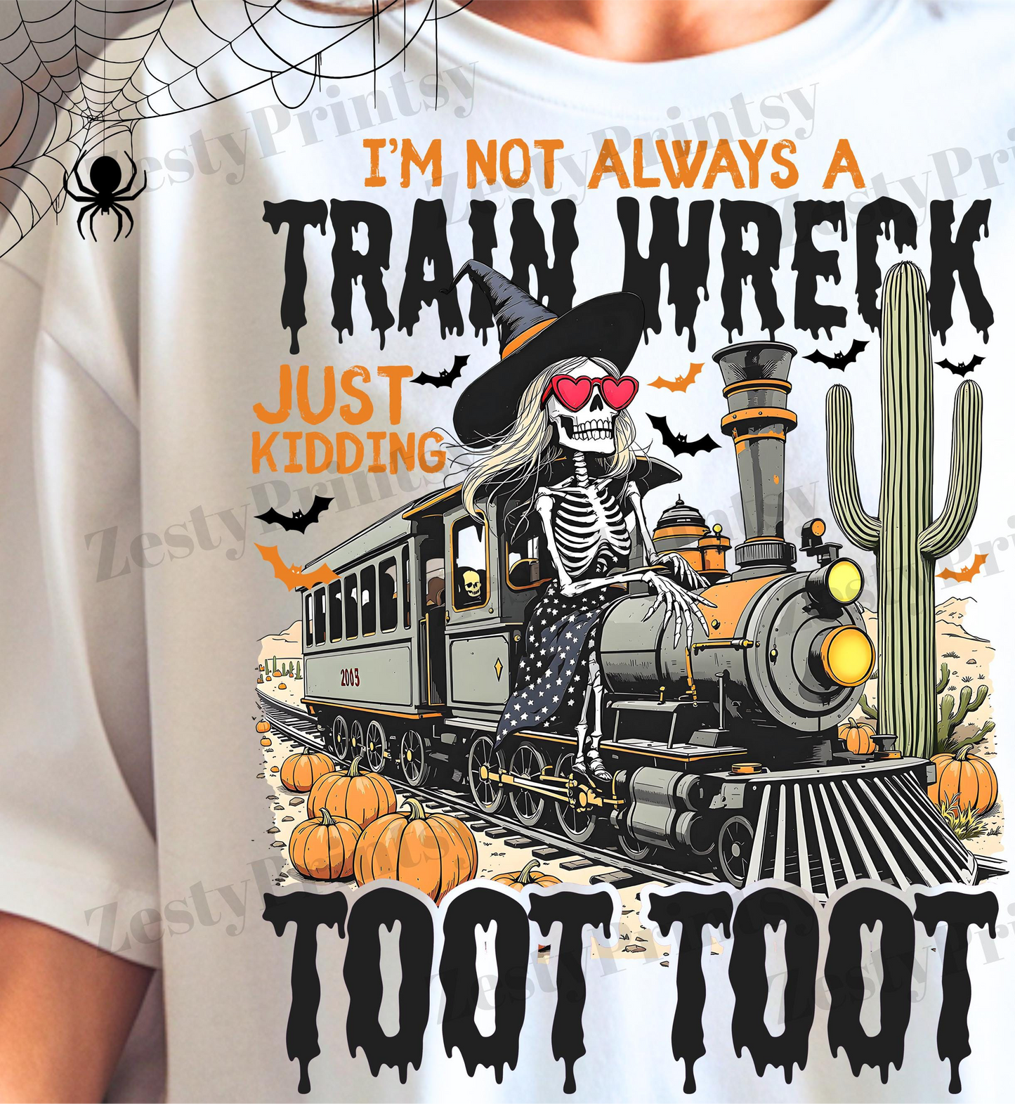 Funny Skeleton train  Halloween top