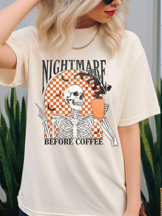 Nightmare Before Coffee Comfort Colors Garment Dyed Unisex Graphic T-Shirt