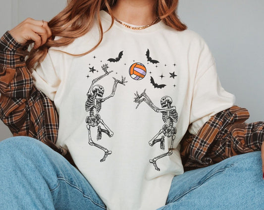 volleyball shirt, Halloween shirt, skeleton shirt, sport shirt, hobby shirt, pumpkin season