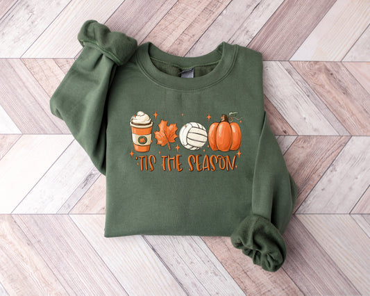 Tis' The Season Fall Sweatshirt, Fall volleyball Sweatshirt, volleyball Shirt, Halloween Sweatshirt, Gamer Day, Tis The Season Sweatshirt