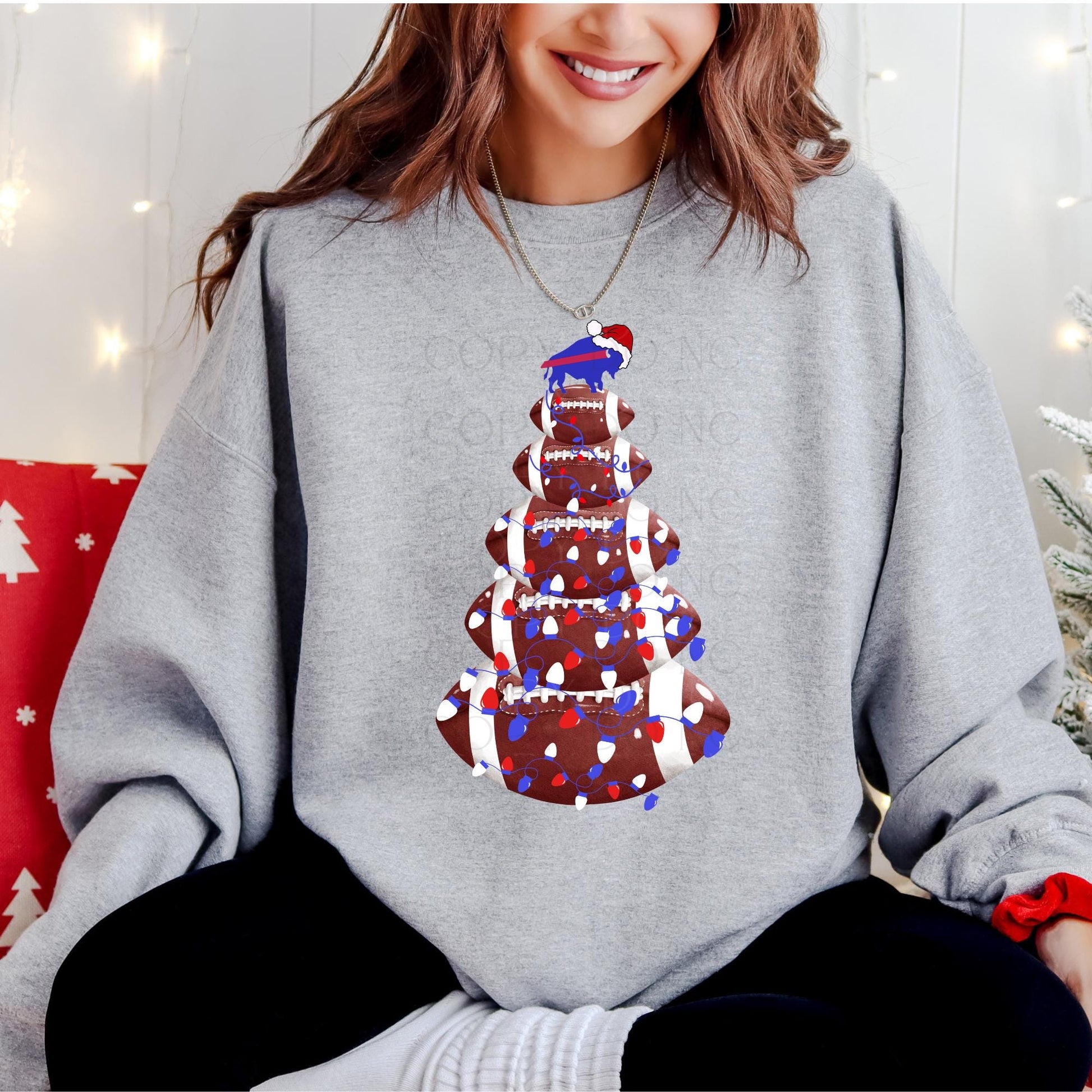 Buffalo Football Christmas Tree Crewneck Sweatshirt