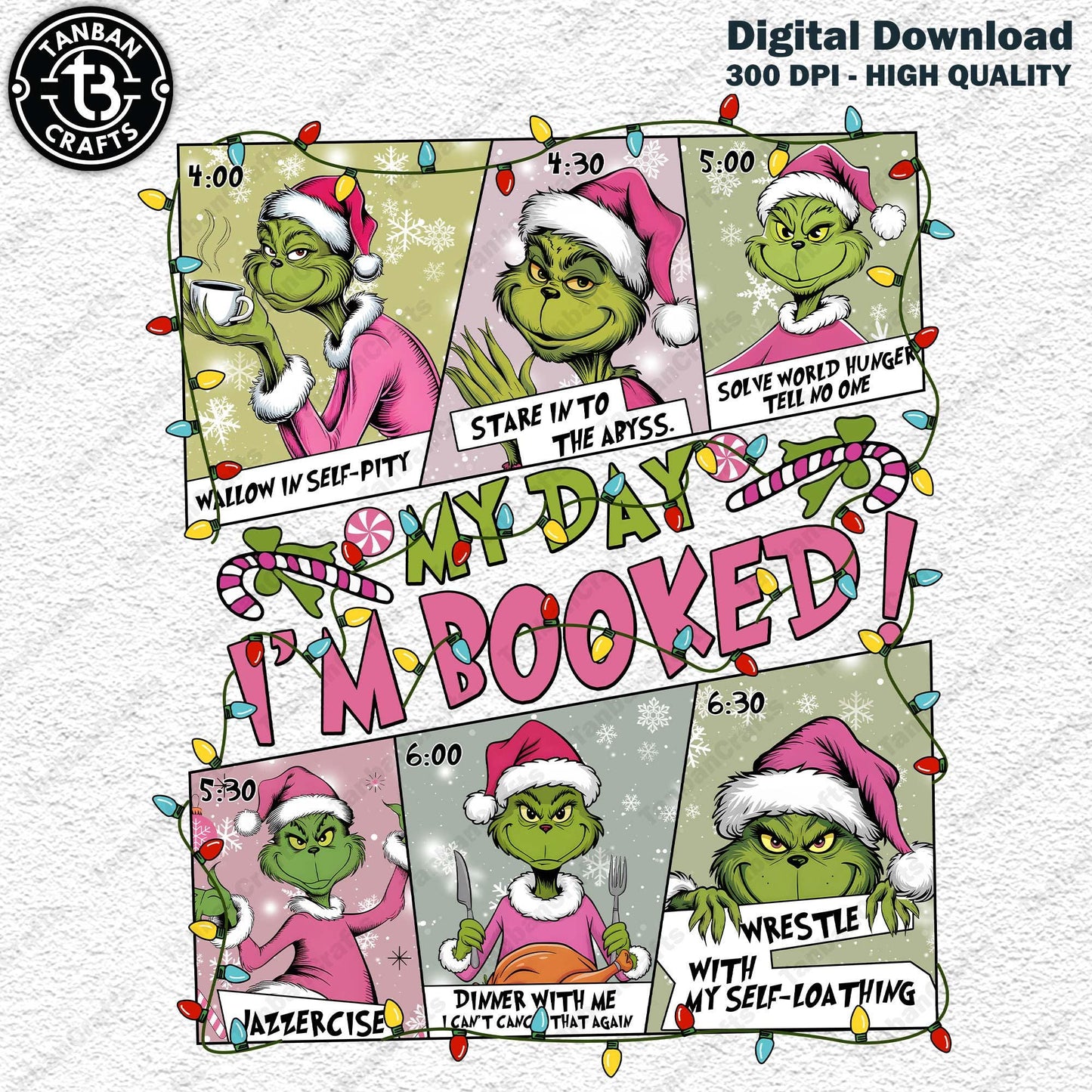 My Day I'm Booked Png, Character Xmas PNG, Christmas Character Png, Pink Christmas Png, Christmas Means Guy Png