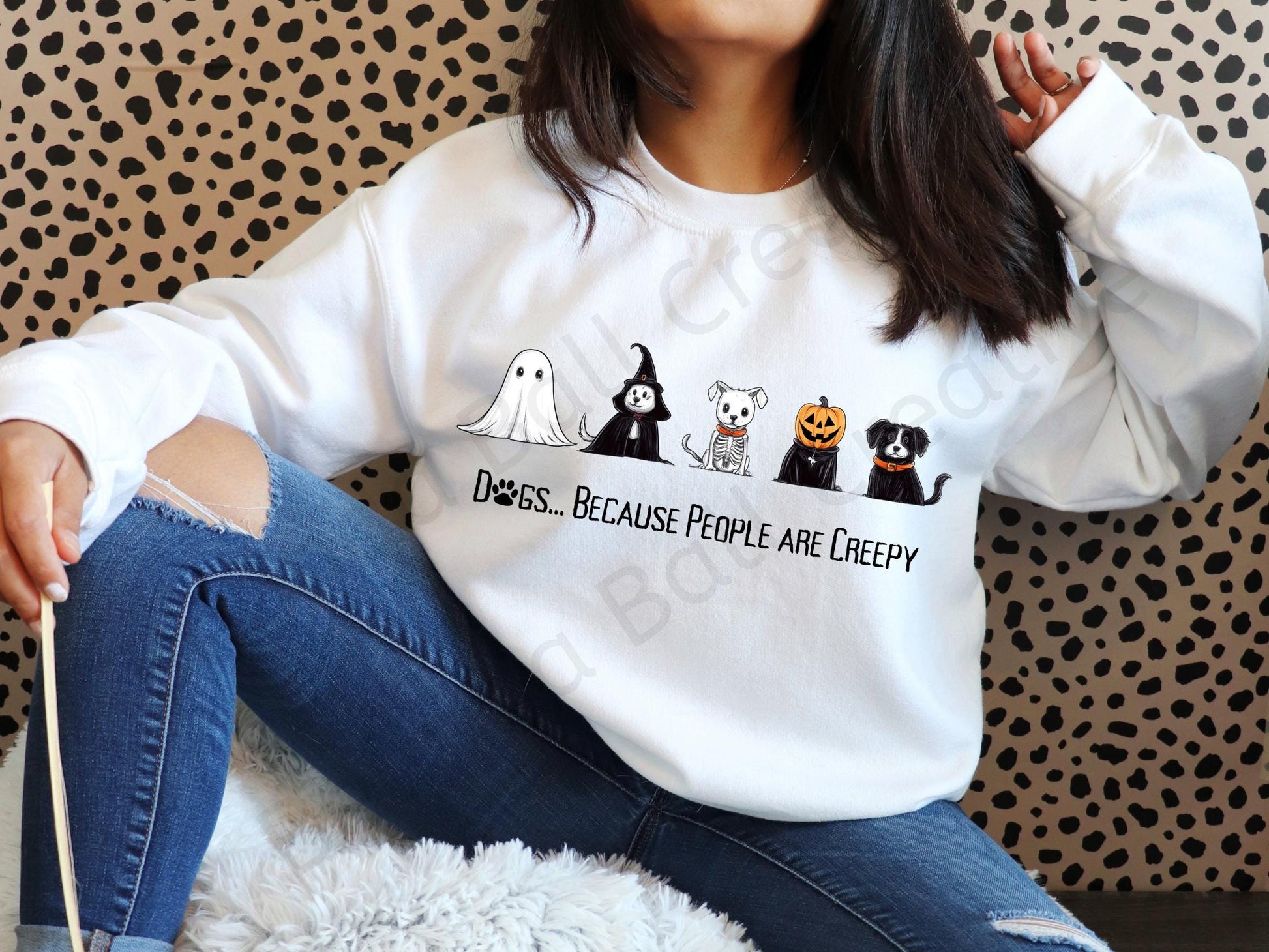 Dogs Because People Are Creepy PNG, Funny Trendy Cute Spooky Vintage Retro Halloween Dog Mom Ghost Sublimation Design