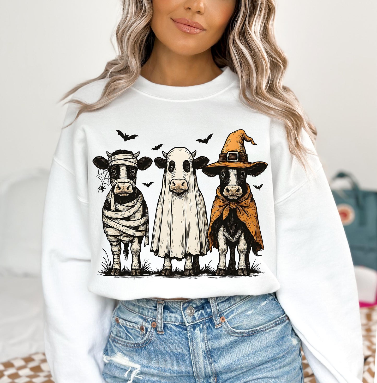 Halloween Cow PNG, Ghost Cow Png, Halloween Shirt, Autumn Png, Spooky Cow Png, Cow Halloween Sublimation Design, Witch Cow Shirt Png