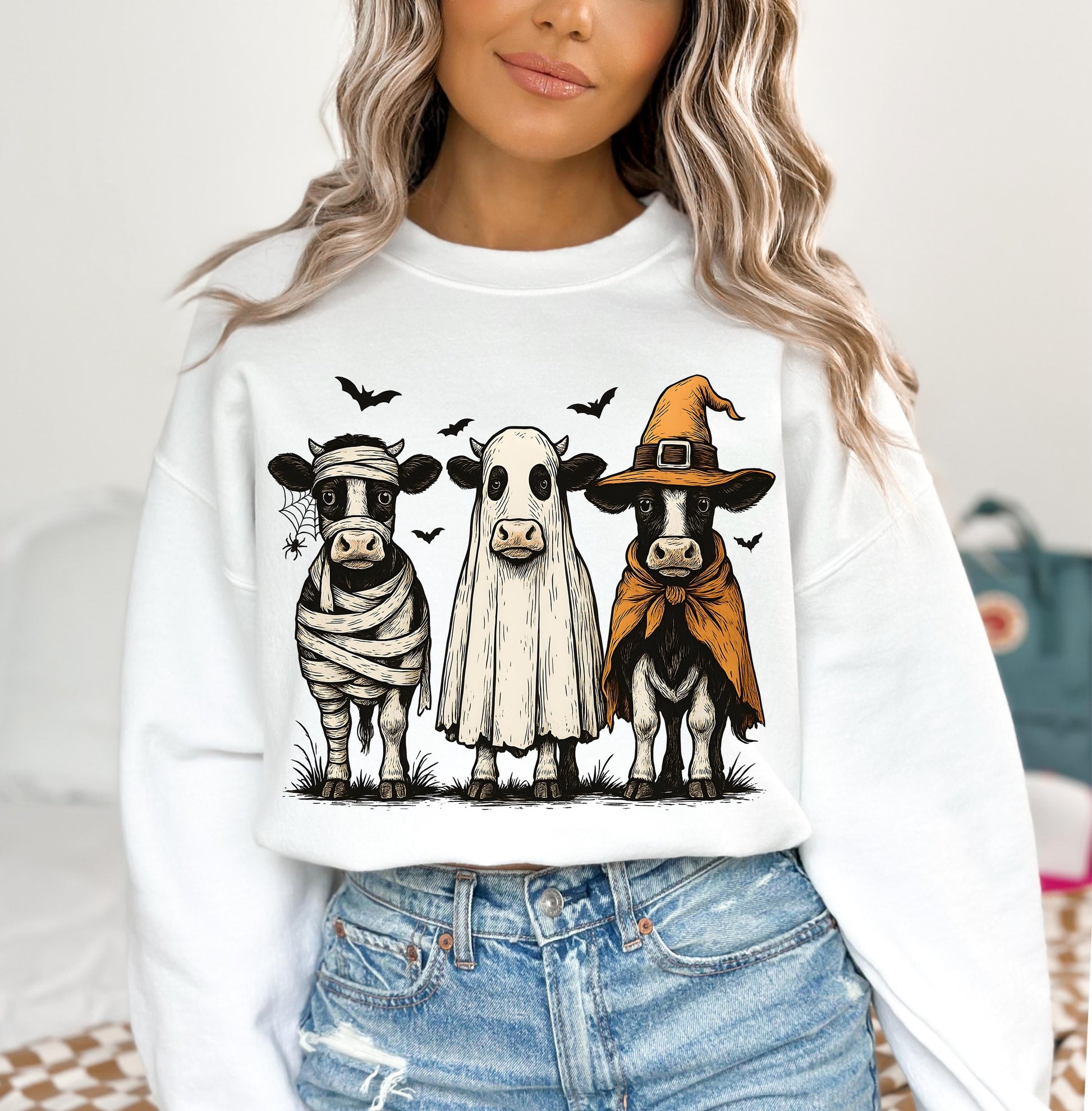 Halloween Cow PNG, Ghost Cow Png, Halloween Shirt, Autumn Png, Spooky Cow Png, Cow Halloween Sublimation Design, Witch Cow Shirt Png