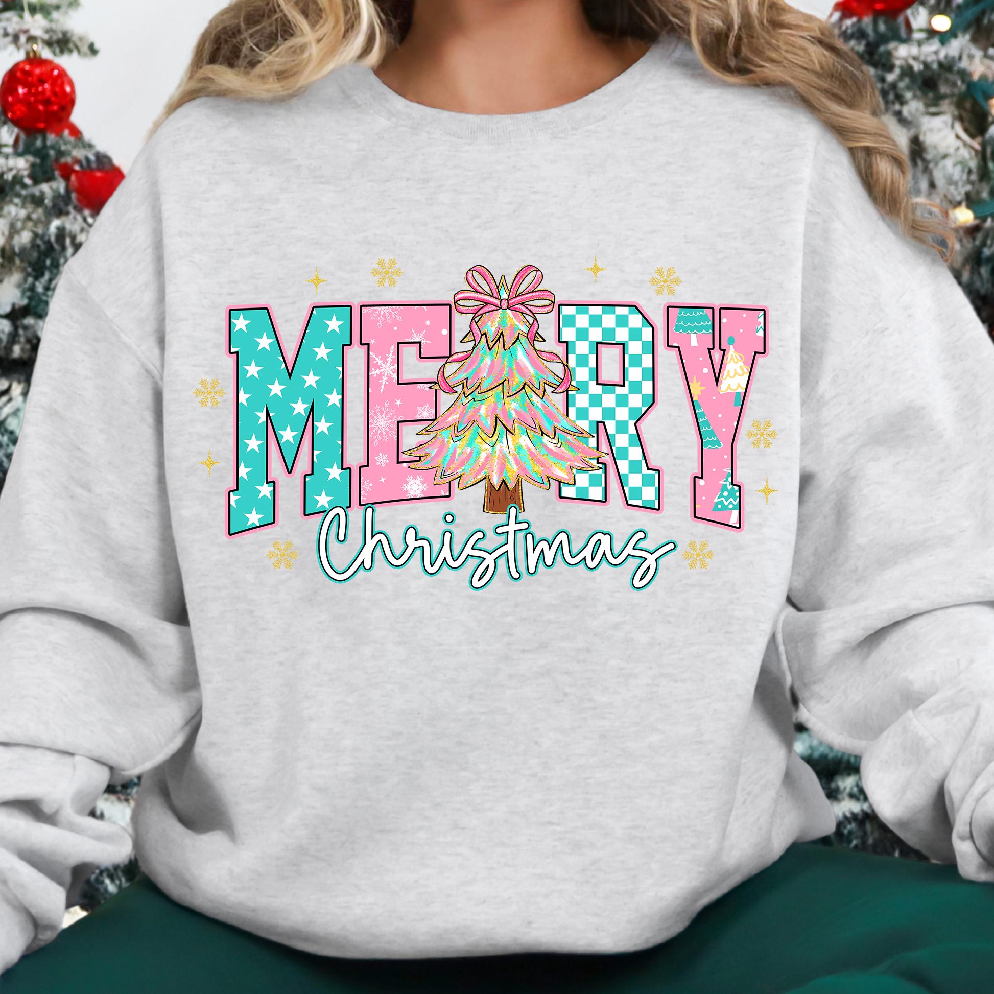 Merry Christmas Coquette Png, Retro Pink Christmas Tree Png, Preppy Christmas Shirt Design, Merry and Bright Png, Checkered Xmas Sublimation