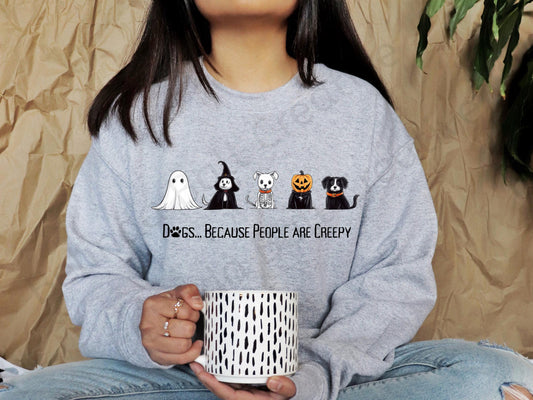 Dogs Because People Are Creepy PNG, Funny Trendy Cute Spooky Vintage Retro Halloween Dog Mom Ghost Sublimation Design