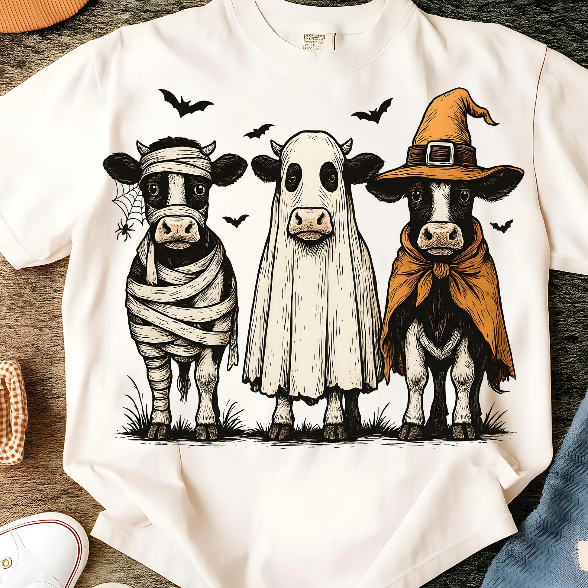 Halloween Cow PNG, Ghost Cow Png, Halloween Shirt, Autumn Png, Spooky Cow Png, Cow Halloween Sublimation Design, Witch Cow Shirt Png