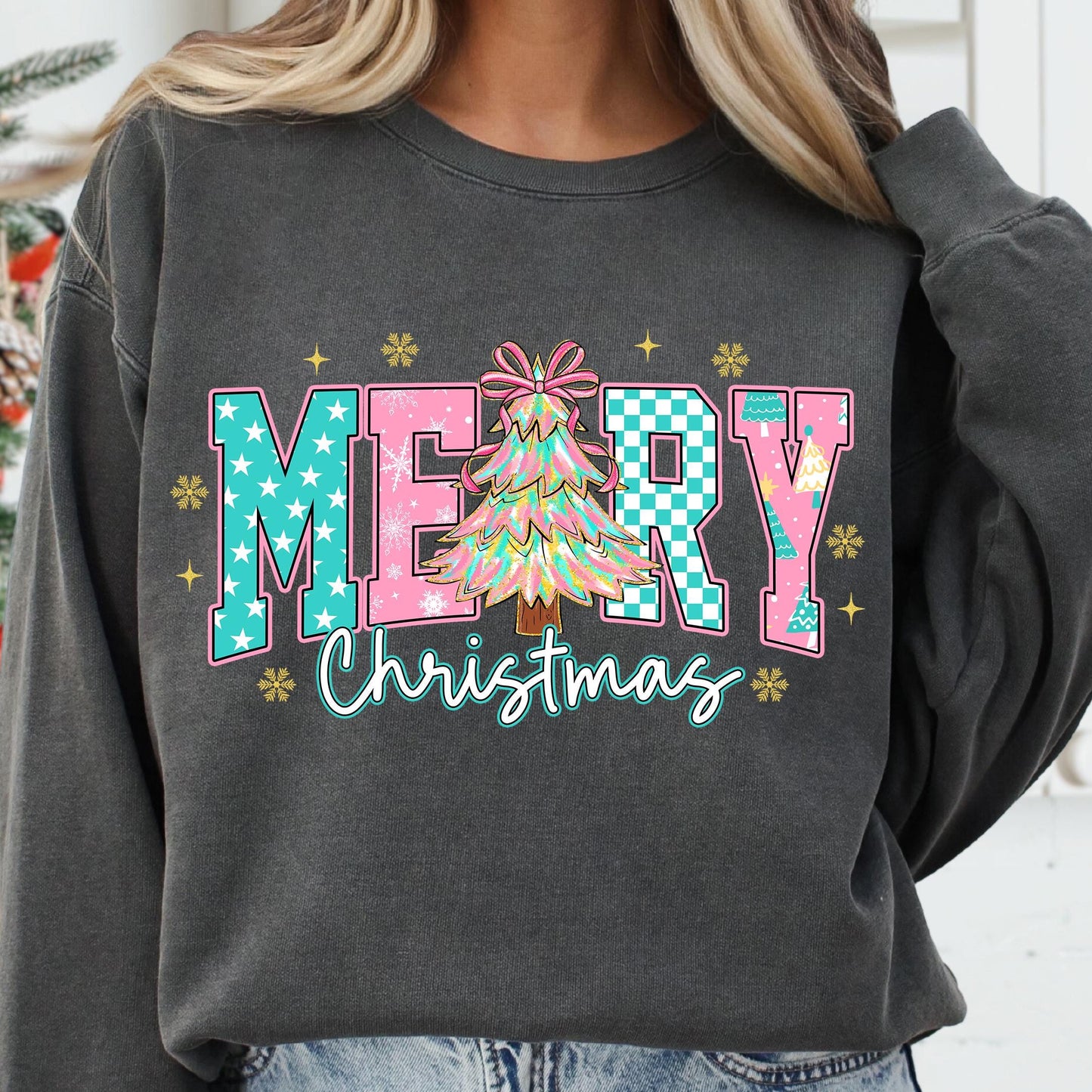 Merry Christmas Coquette Png, Retro Pink Christmas Tree Png, Preppy Christmas Shirt Design, Merry and Bright Png, Checkered Xmas Sublimation