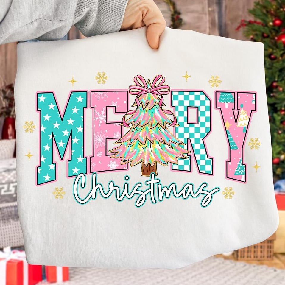 Merry Christmas Coquette Png, Retro Pink Christmas Tree Png, Preppy Christmas Shirt Design, Merry and Bright Png, Checkered Xmas Sublimation