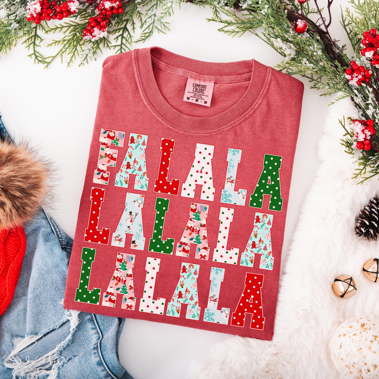 Fa La La PNG, Trendy Christmas PNG, Retro Holiday Shirt Design, Preppy Christmas Sublimation, Red and Green Christmas PNG Download