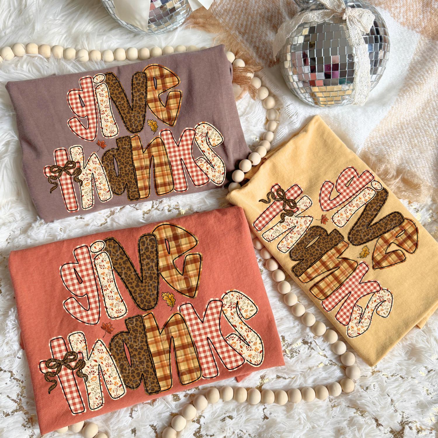 Give Thanks Png, Preppy Fall Digital Design, Thanksgiving Png, Autumn Png, Doodle Letters Fall Shirt Png