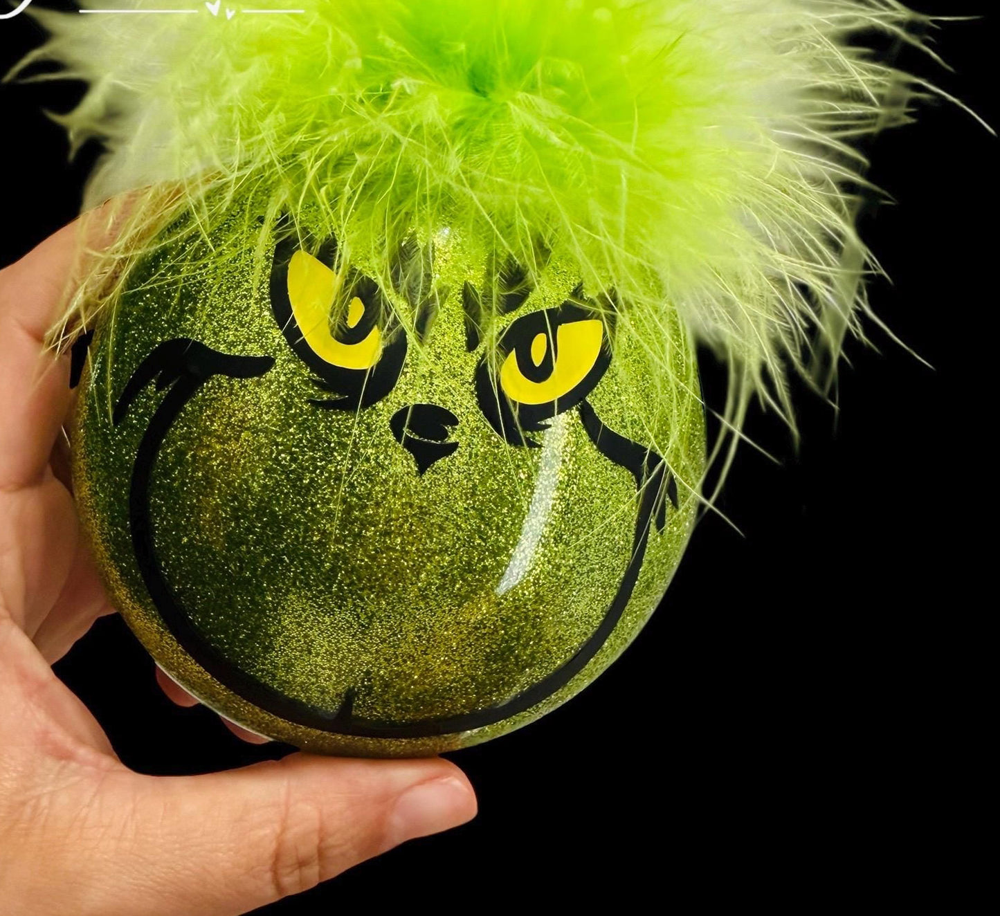 Grinch face with Hair Ornament/Christmas Disc Ornaments Decor/Custom with Names/Plastic