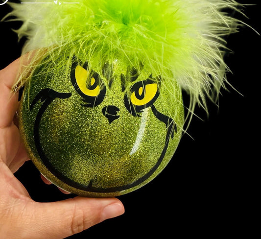 Grinch face with Hair Ornament/Christmas Disc Ornaments Decor/Custom with Names/Plastic