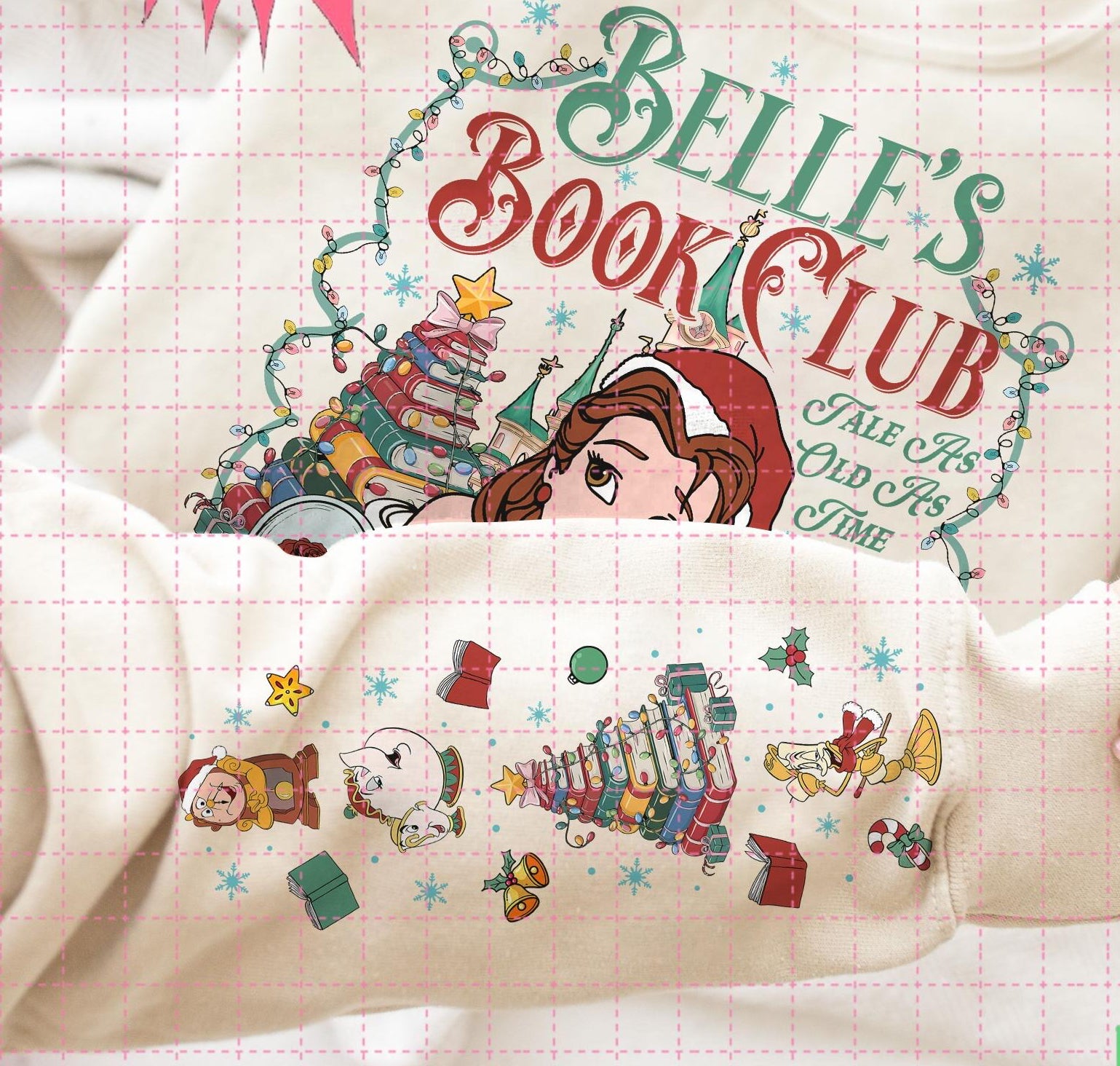 Belle's Book Club Christmas PNG, Vintage Beauty and the Beast PNG, Tale As Old As Time PNG, Disneyland Princess Png, Christmas Dineyland Png