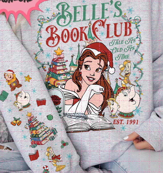 Belle's Book Club Christmas PNG, Vintage Beauty and the Beast PNG, Tale As Old As Time PNG, Disneyland Princess Png, Christmas Dineyland Png